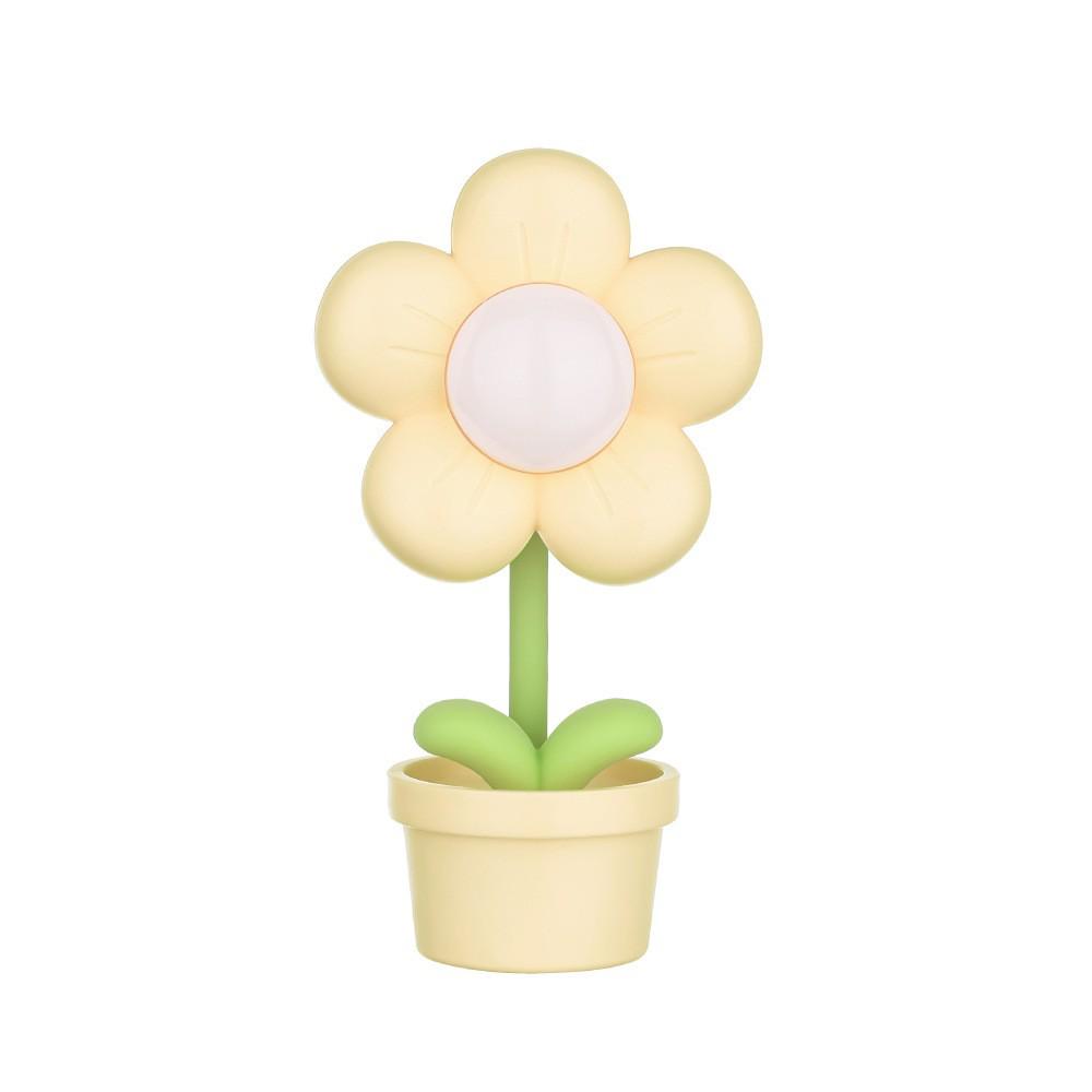 Mini Flower Night Light: Cute Bedroom Bedside DIY Ornament, Creative Graduation Gift Table Lamp, Cream Glue Finish