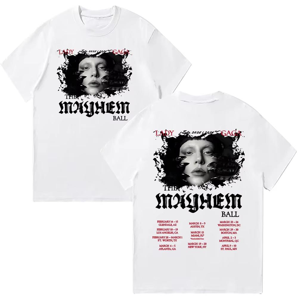 2026 Lady Gaga The Mayhem Ball Tshirts Women ONeck Short Sleeve Cotton High Quality Soft Top Lady Gaga Tour Fan Gift Clothes