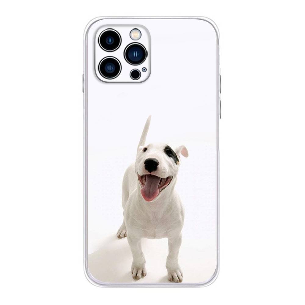Funny Bull Terrier Dog Phone Case For iPhone 17 16,15,14,13,12,11 Plus,Pro,Max,XR,Plus,E,Mini Transparent Soft Cover