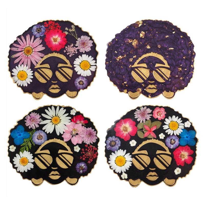Head Lare Beauty Rollin Tray Molds for Epoxy Resin Afro Female Silione Resin Mold Resin astin DIY Home Deor r