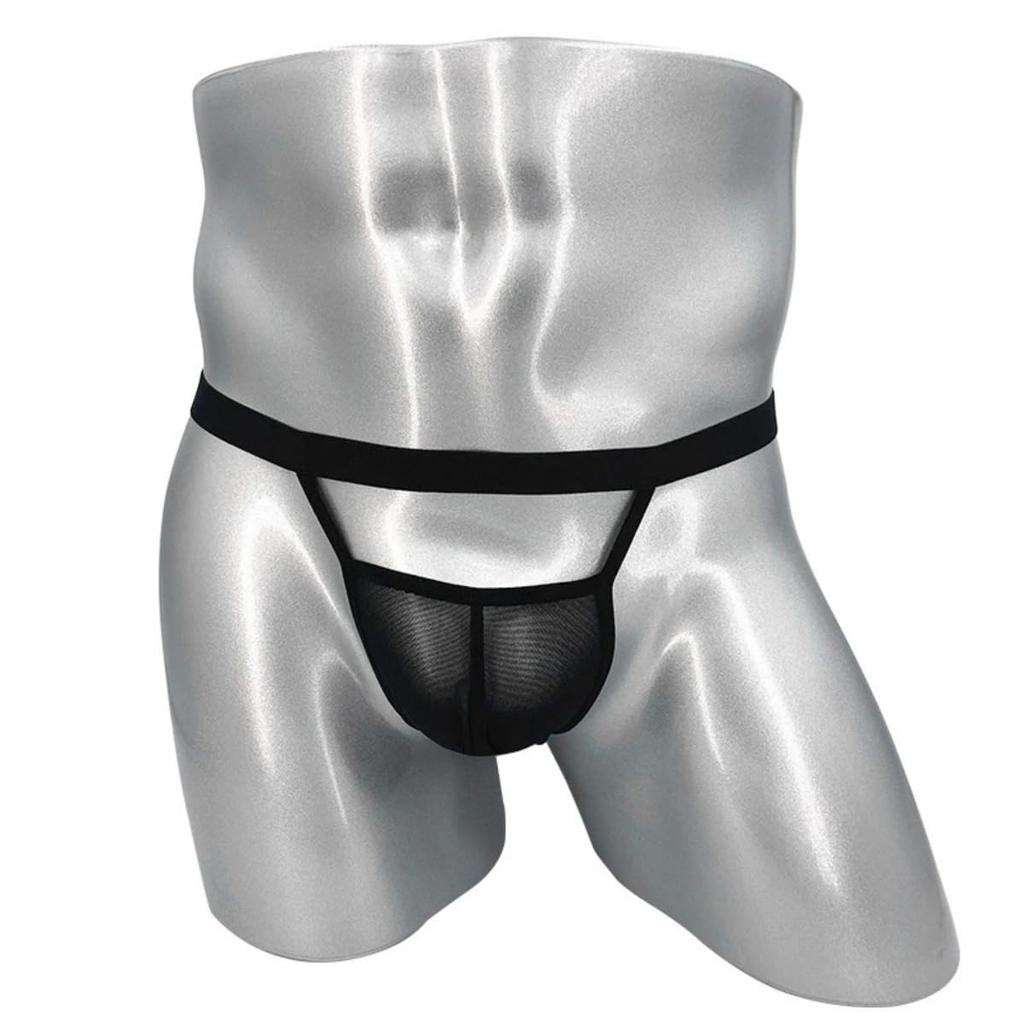 WhimsiNova Extremely Sexy Lingerie for Micro Mesh Breathable Underwear for Sexy Outfits Men's 2-Piece T-Back G-String Set, Sheer, Cosplay, Ultra-Thin