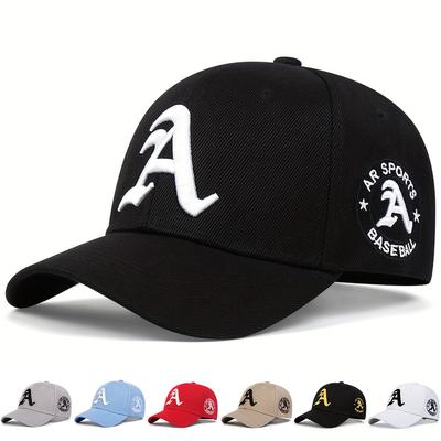 Unisex Gothic Letter A Embroidery Adjustable Hip Hop Baseball Hat Spring Autumn Outdoor Leisure Hats Travel Accessories for Women Men