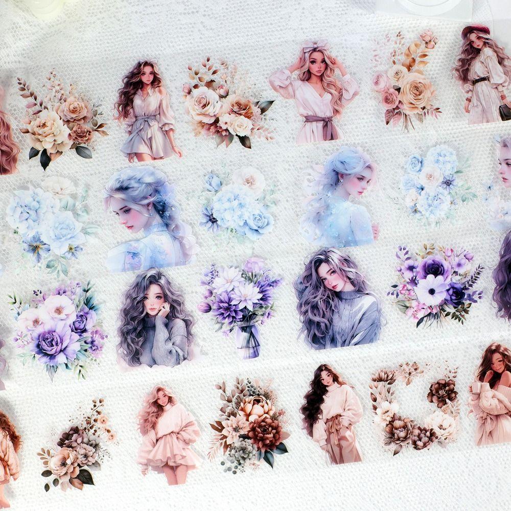 

4 стиля красивая девушка ПЭТ лента прозрачная декоративная лента декоративные эстетические ленты коллаж