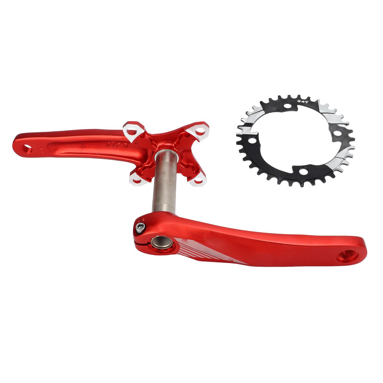 Bolany Mountain Bike Crankset Hollow Integrated Bike Crank Arm Set 34T Chainring Retrofit Accessories Red