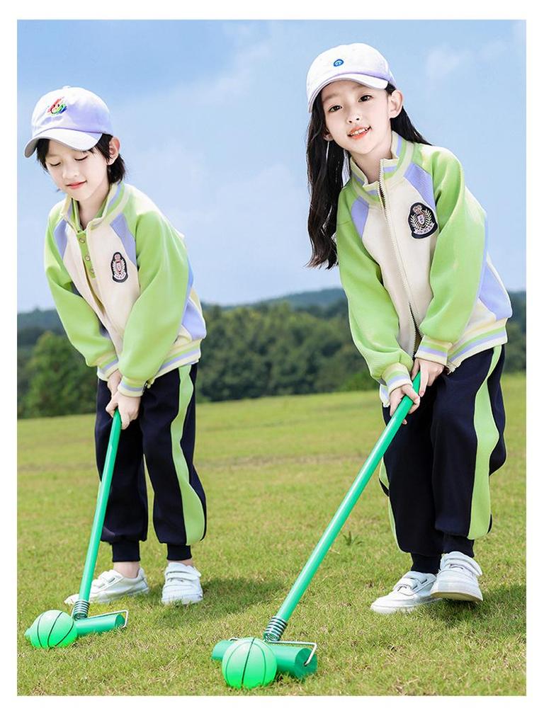 Three-Piece School Uniform Set: Autumn/Spring Sportswear & Baseball Style for Primary, Middle, and Large Kids