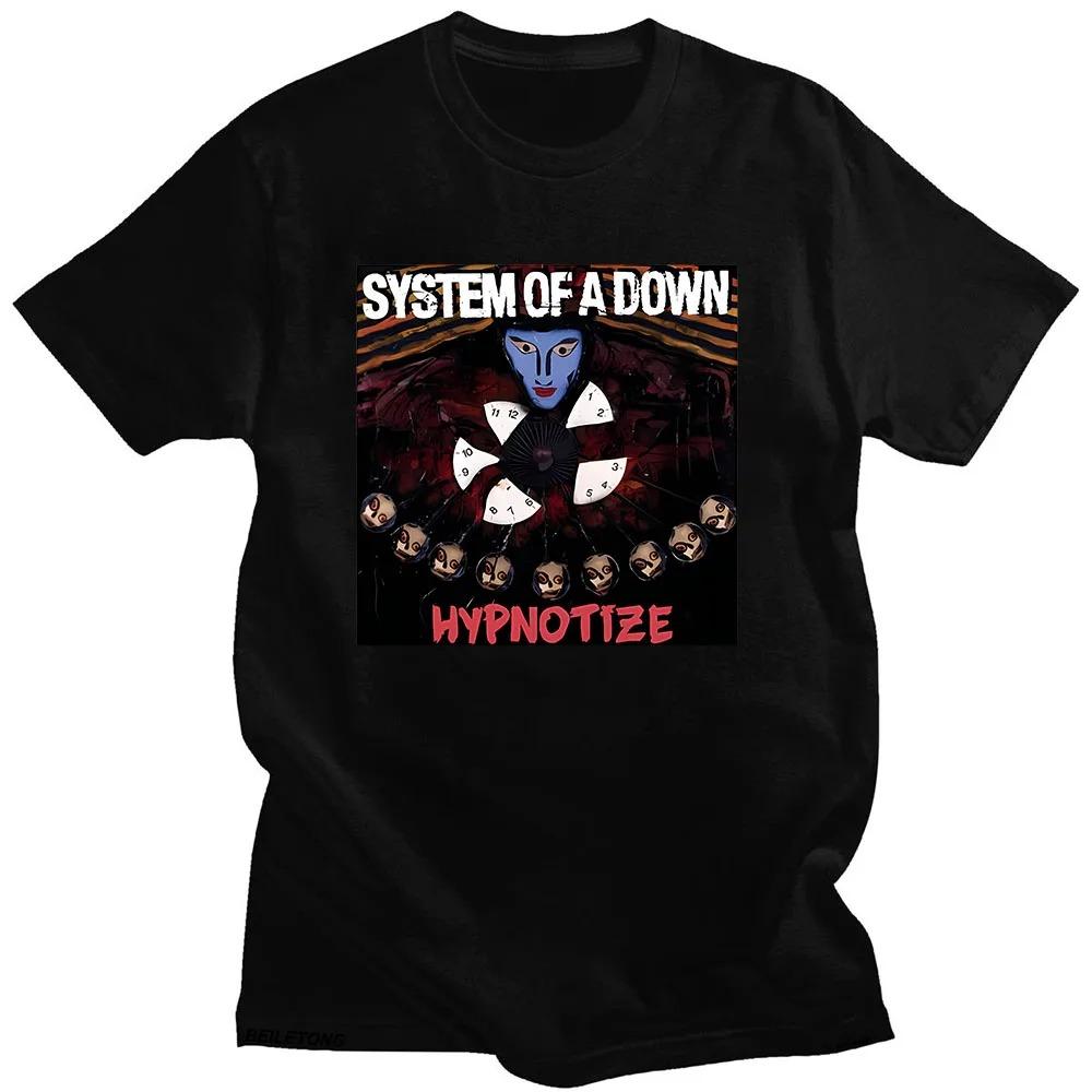 System Of A Down Hypnotize Album Art T-Shirt Nu Metal Black Unisex Oversized Vintage Hard Rock Band Women And Men T-shirts