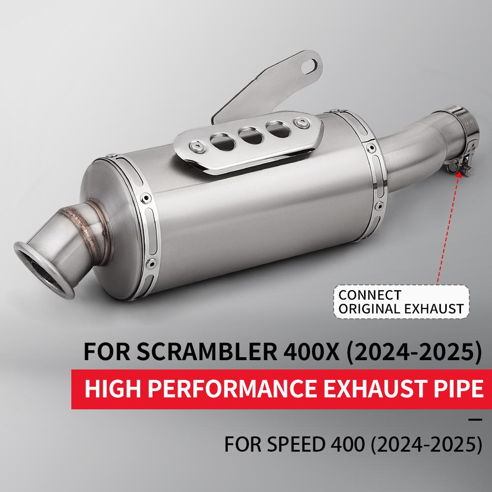 Motorcycle Exhaust Pipe Slip On For Speed Scrambler 400X 2024-2025 Mid Link Pipe Muffler scrambler 400x exhaust
