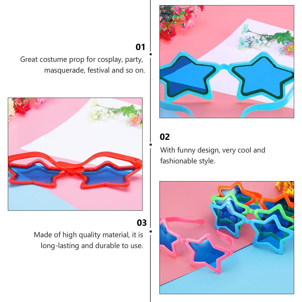 VICASKY Kids' Party Five-Pointed Star Glasses, Set of 6, Lightweight Blue Light Blocking Eyeglasses, Halloween Photo Props, Festival Events