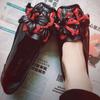 2025 Summer Genuine Leather Flats Women Soft Slip-On Flat Shoes Black Red Floral Mom Loafers Moccasin Lady Designer Shoes