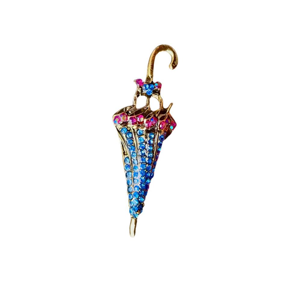 Luxury Rhinestone Bow Umbrella Brooch: Elegant Flower Design, Anti-Exposure