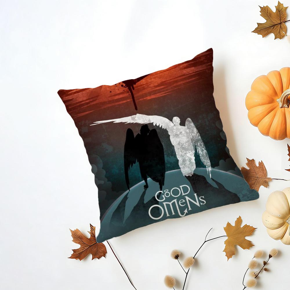 Tv GGood Omens Cushion Cover Iceland Washable Linen Soft for Daily Sofa Bed Home Room Decor