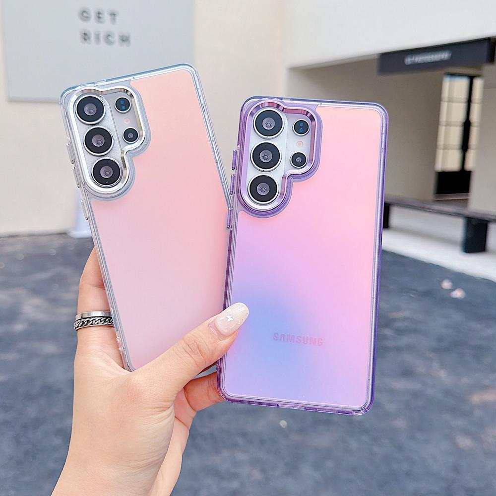 Luxus Laser Farbverlauf Buntes Handyhülle für Samsung Galaxy S26 Ultra S25 Edge S24 Plus S23 FE TPU+PC Stoßfest Schutzhülle