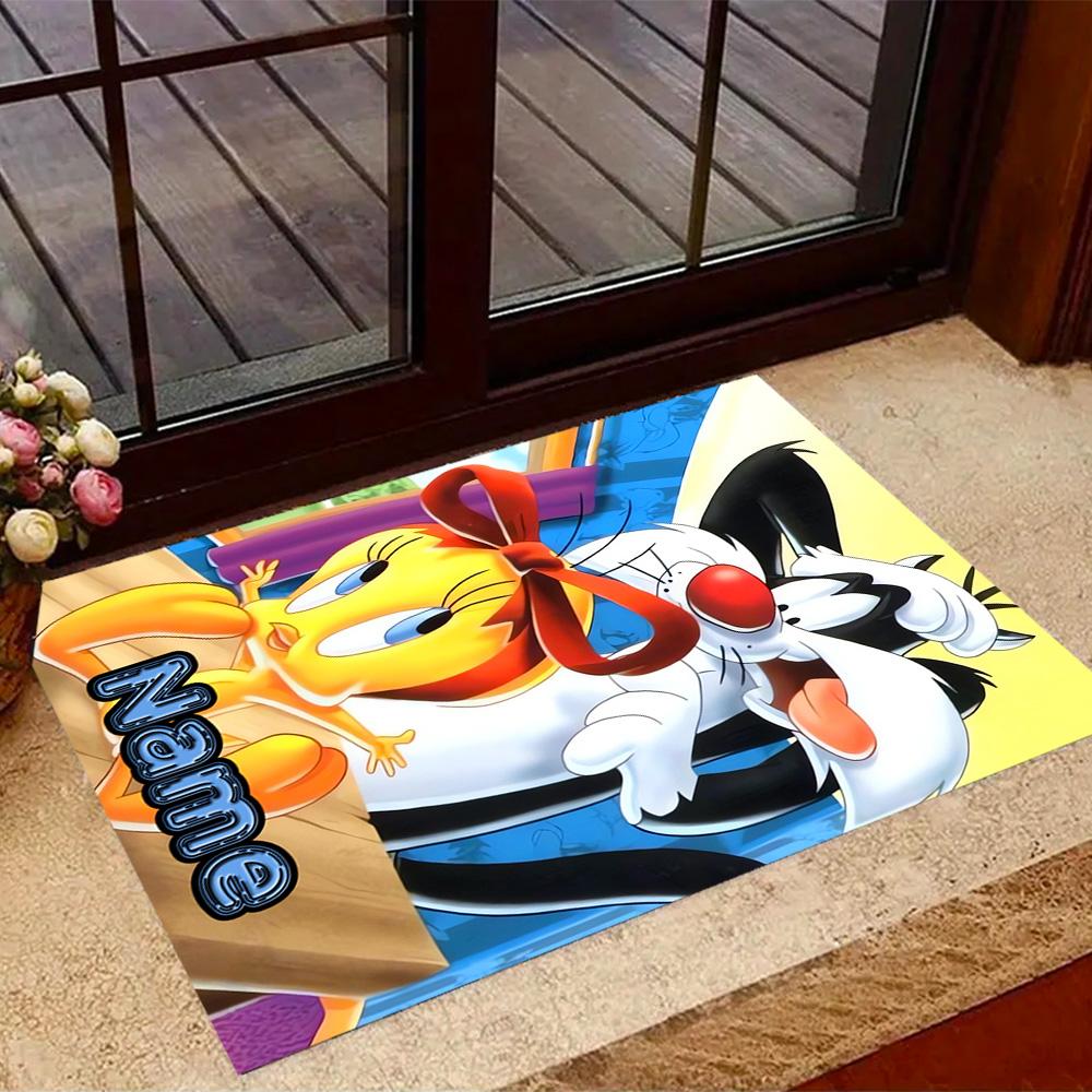 Looney Tweety Clouds Customize Your Name Area Rug Suitable for Game Room Outdoor Kitchen Balcony Anti-slip Rug Decorate Offices Wedding Party Gift