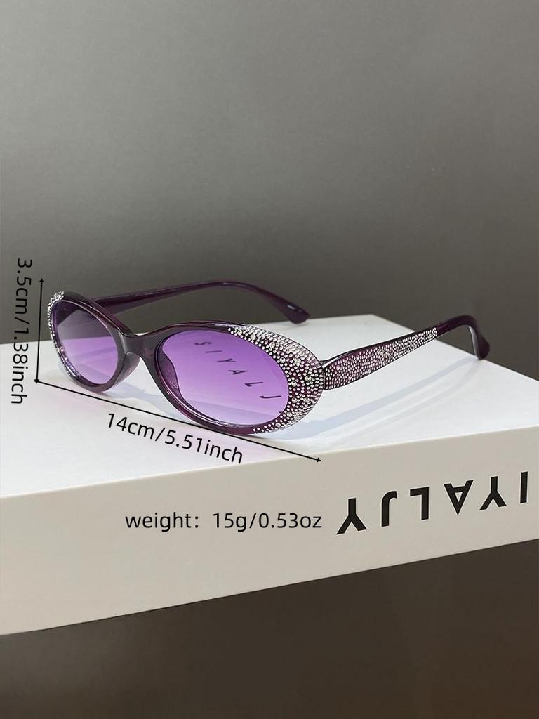 Y2K Rhinestone Sunglasses Oval Shape Sparkly Frame UV Protection Chic Shades for Girls Perfect for Street Style & Events KJ075