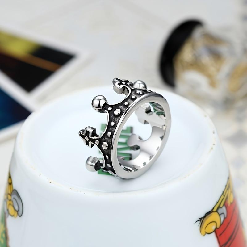 Vintage Royal King Crown Design Stainless Steel Men's Women's Unisex Ring Wedding Band Size 6-12