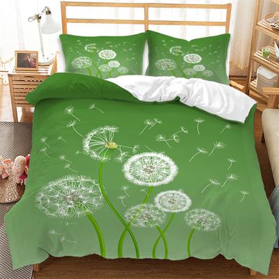 Set Copripiumino Dente di Leone Ramo Verde Primavera Foglie Giardino Set Biancheria da Letto Microfibra Copripiumino Botanico Matrimoniale Decorazione Camera da Letto