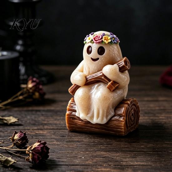 Dwarf Ornament Mold Halloween Ghost Figurine Silicone Mold, Holding Skull Gnome Casting DIY Easy Release Reusable Candle Making