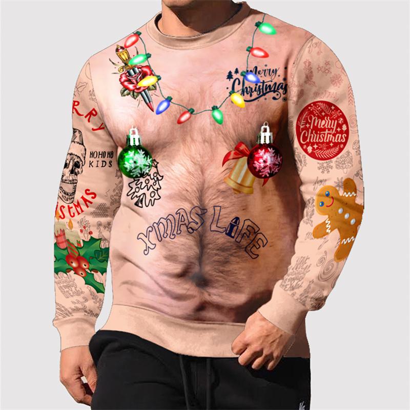 Generisch 2025 Sweat à Capuche Halloween à Manches Longues Pour Hommes Décontracté Design Imprimé Unique Sweat à Capuche à Manches Longues Pour Hommes Pull à Col Rond, Orange, XXL