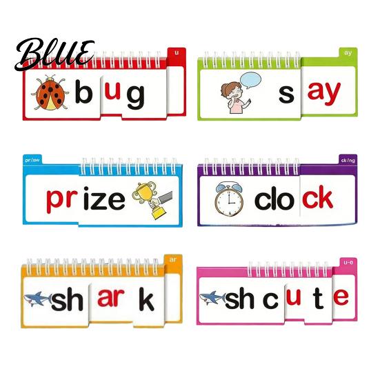 Words Spelling Flash Cards 40Pcs Phonics Word Family Build Book Kids Preschool Learning Activity Rhyming Kindergarten Student Read Rhyme Flip