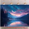 2D Plane One Piece of Blue Nebula-themed Crescent Background Fabric Suitable for Party Decoration
