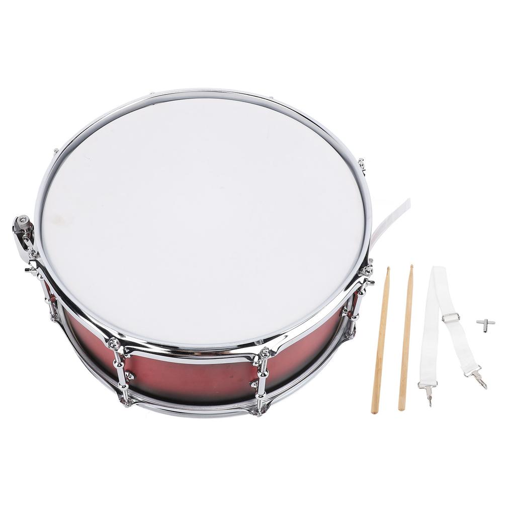 Snare Drum Kit 14in 8 Lug White PET Drumheads Drum with Strap and Drum Sticks for Adult Beginners Marching Band