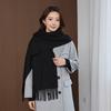 Womens Solid Color Wool Scarf With Fringe Winter Warm Shawl Mens Lightweight Cashmere-Blend Wrap Korean Style
