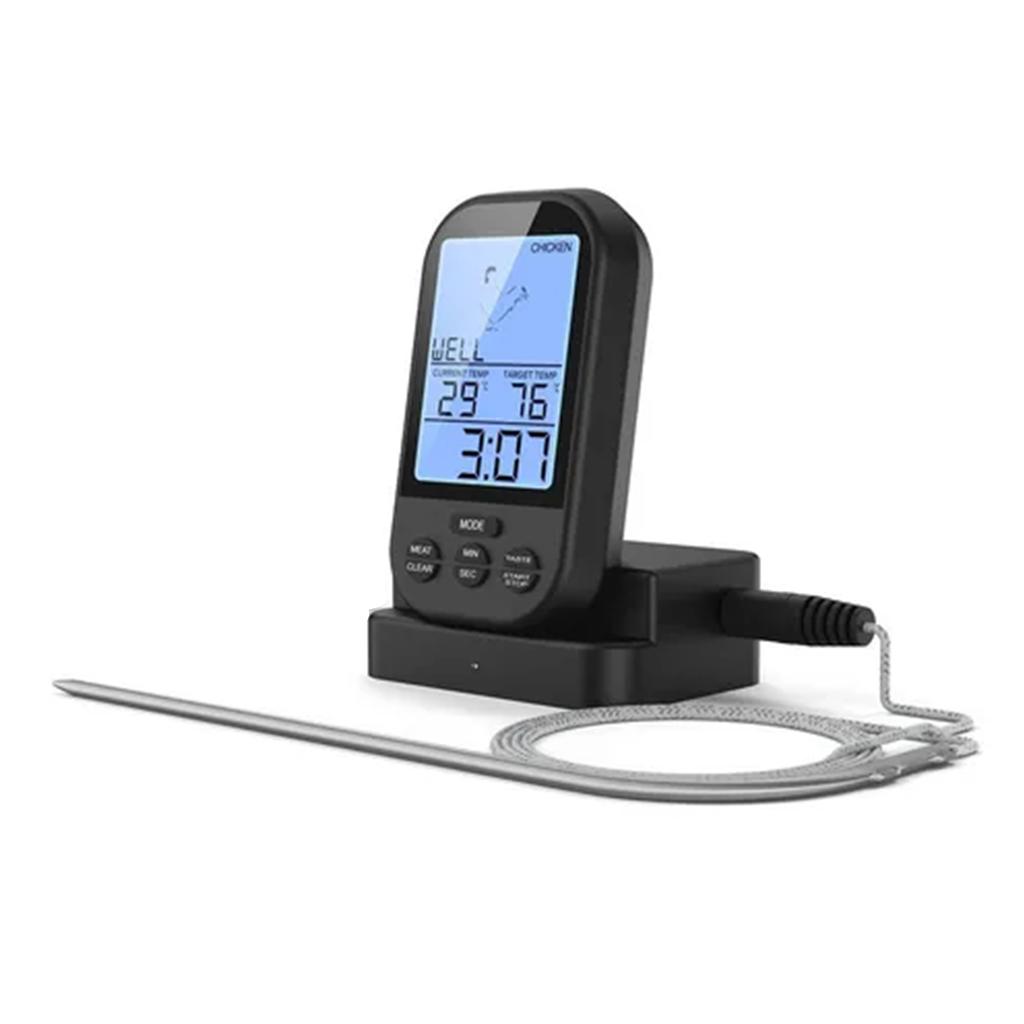 Drahtloses Fernbedienungs-Digitalthermometer Timer Koch-Fleischthermometer Sonde Fleisch Steak BBQ Temperaturanzeige Küche