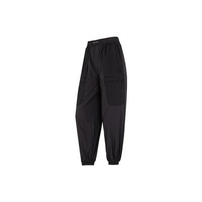 Solid Color Drawstring Tapered Woven Sports Pants Women Pants Black 537623-01