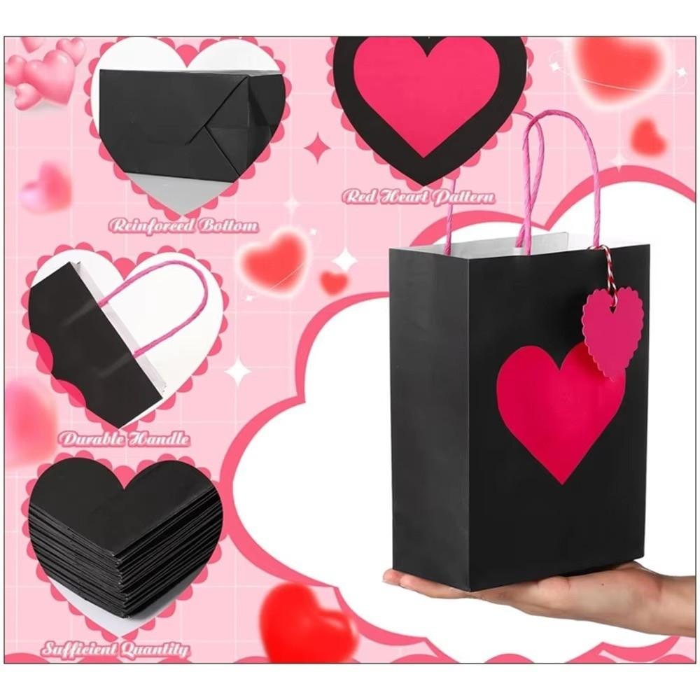 10/12pcs Handheld Kraft Paper Gift Bags DIY LOVE Gift Packing Bag Heart Shaped Bag Wedding Party