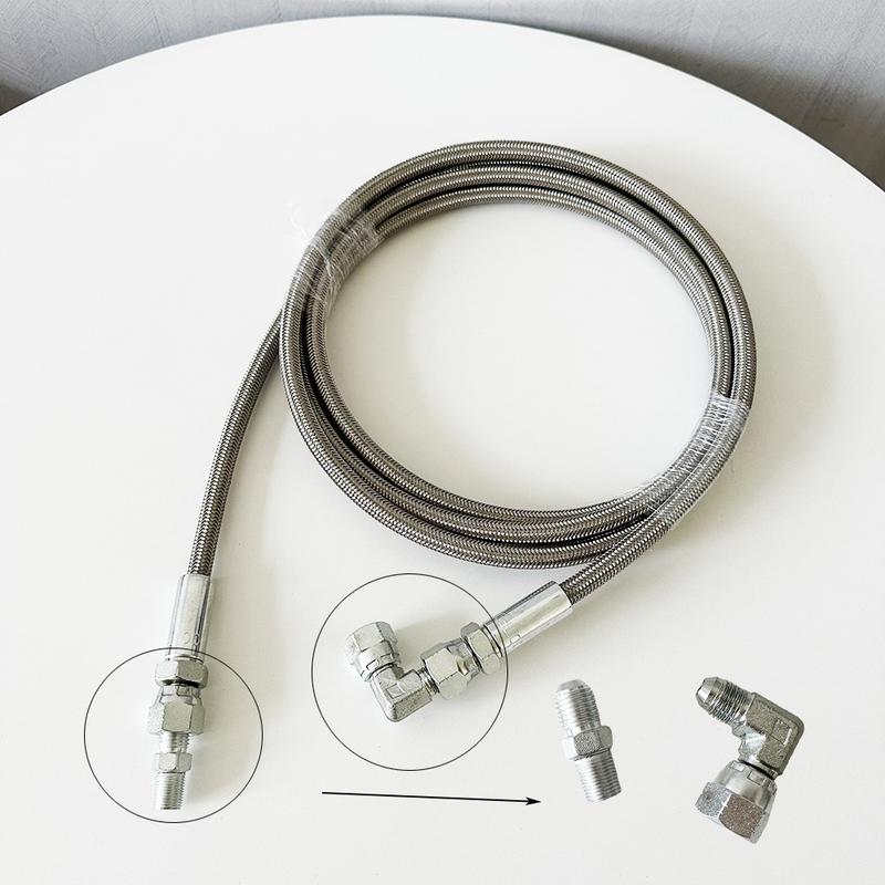 1/8 NPT Turbo Oil Feed Line AN4 Oil Return Line Kit Feed Line 30~500CM Stainless Steel Braided 0-90 Degree End Straight Hose