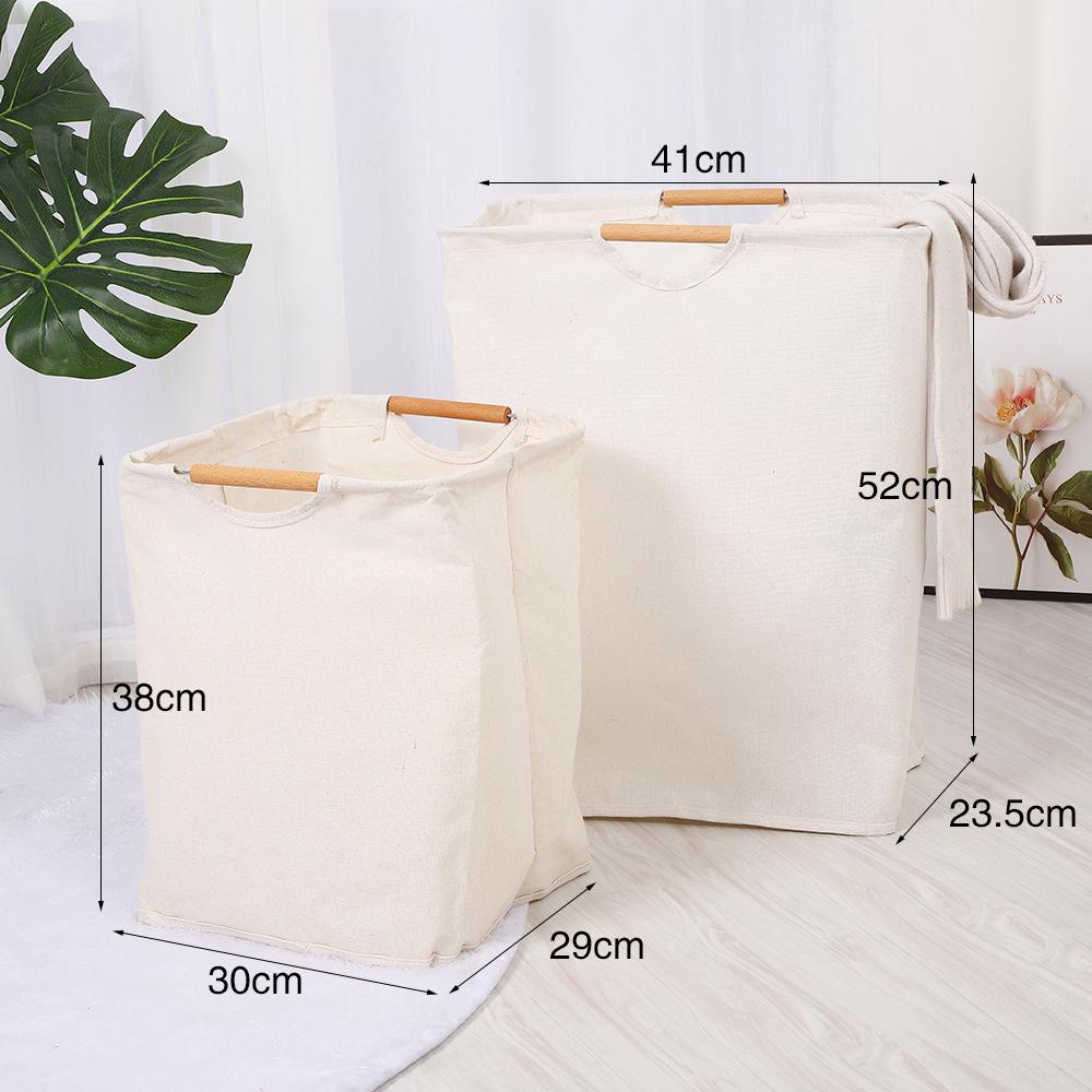 Cesto de Roupa Dobrável de Algodão Linho para Quarto/Banheiro