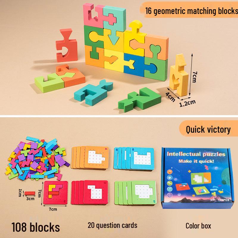 Montessori Geometric Shape Matching Blocks: Develop Hand-Eye Coordination & Logical Thinking in Kids