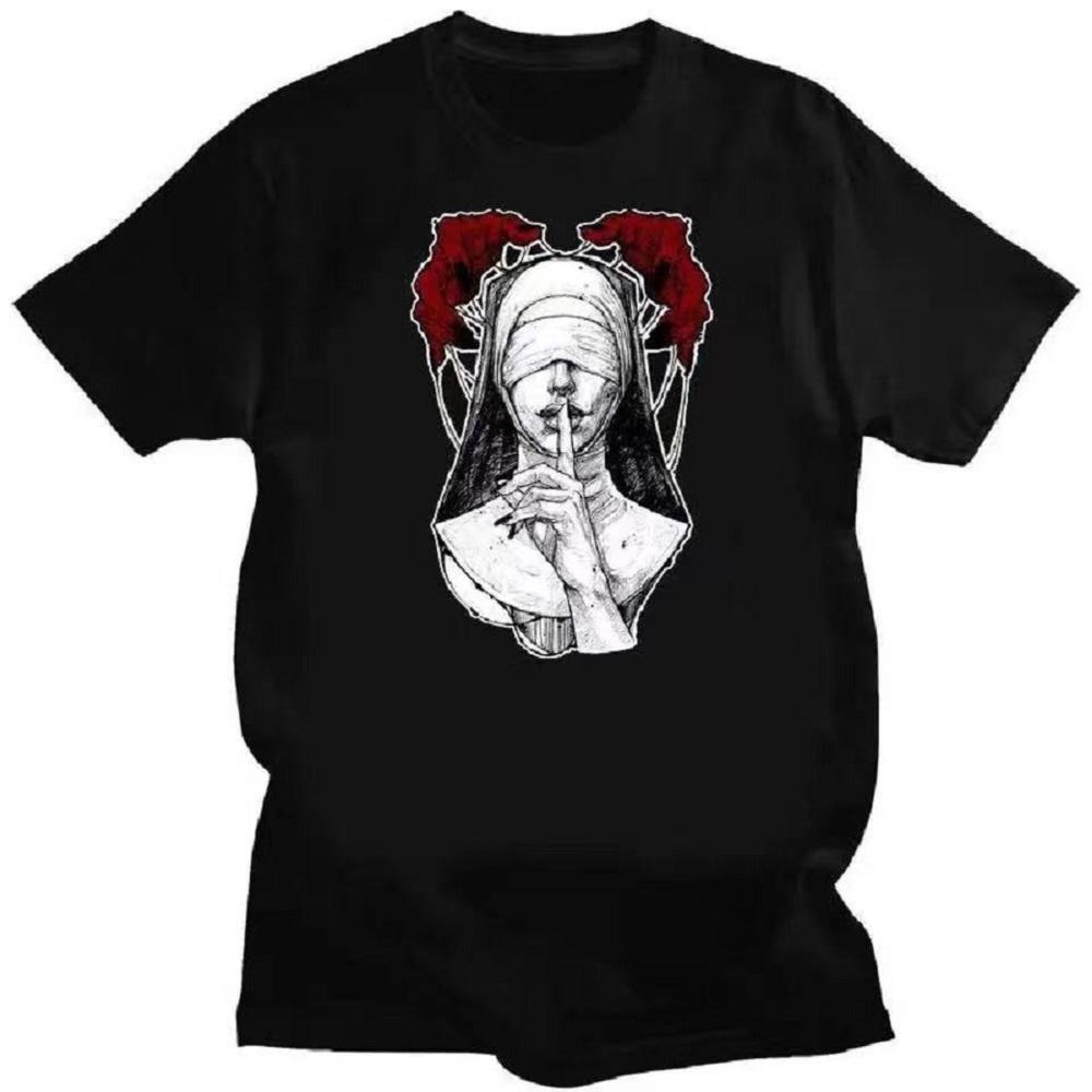 Satanic Nun Tattoos Unholy Tshirt Sexy Men T  Summer Comfort Funny Tee Shirt Print Creativity Novelty Male Short Sleeve 80077