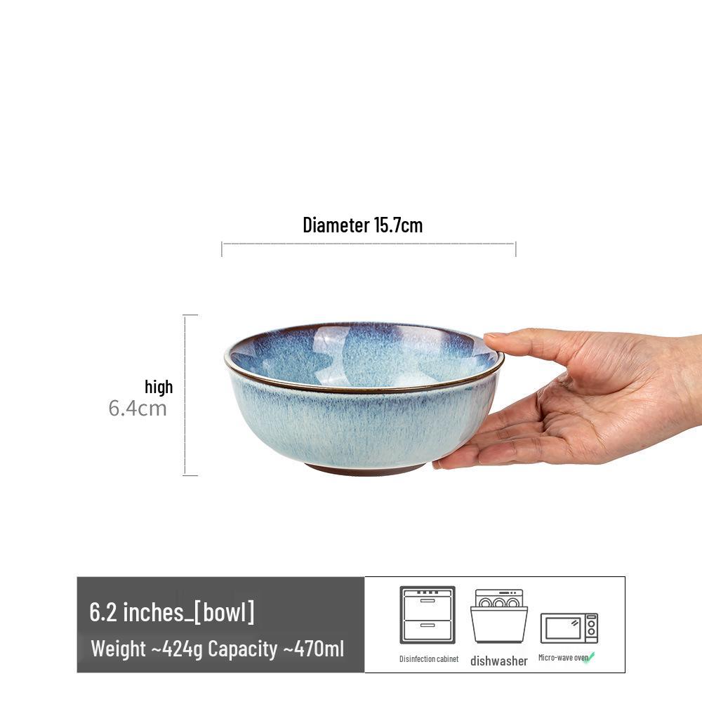 Retro Ceramic Large Bowls for Soup & Vegetables - Practical Tableware for Single Serving