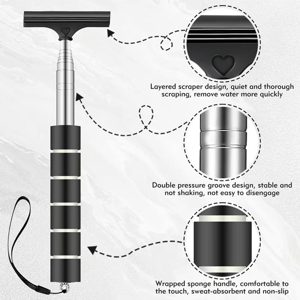 Portable Rainy Glass Window Cleaning Tool Wiper Extendable Handle Car Side Mirror Squeegee Telescopic Rearview Mirror Squeegee