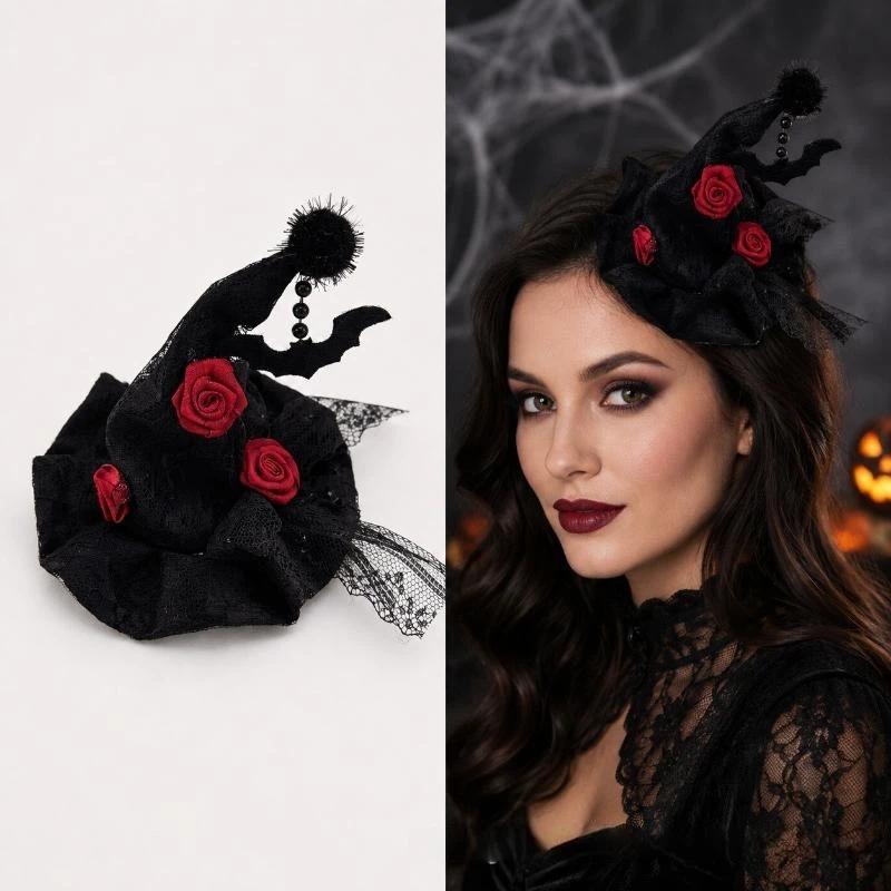 Halloween Decoration Headwear Halloween Party Cosplay Prop Dress Up Mini Hat Horror Skull Bat Hair Hoop Halloween Prop Hat
