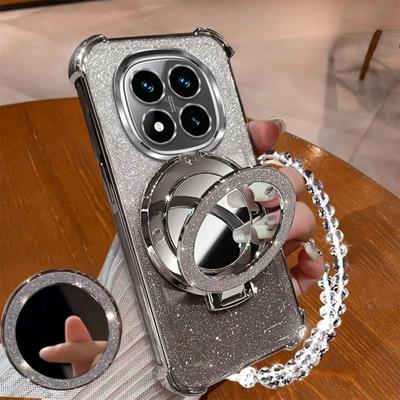 Phone Case For Infinix Note 30 40 50 Pro Smart 9 8 5 Hot 50S 50i 30i Bracket Mirror With Crystal Chain Shock-Absorbing Ahell