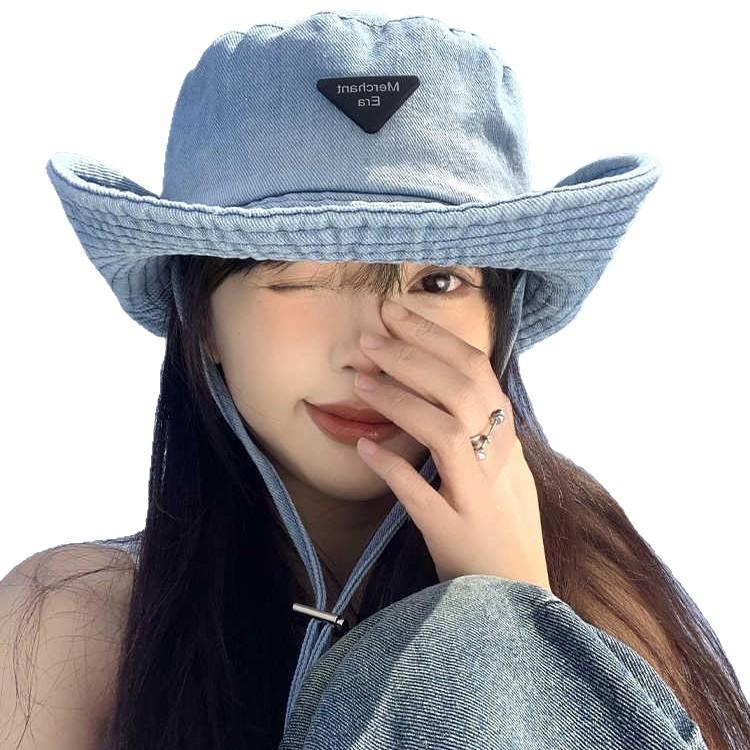 Frühling und Herbst Waschen Western Cowboyhut Outdoor Wandern Bergsteigen Hut Koreanischer Neuer Sonnenhut Damen Retro Fischerhut