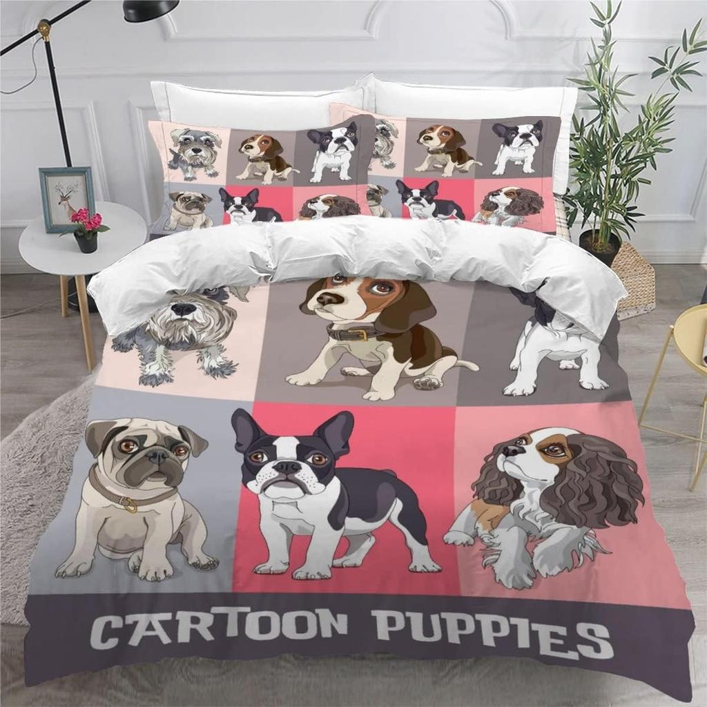 3D Printed Boutique Bedding Set Cartoon Animal 3-Piece Set for Children and Adults Full Size Soft 100% Microfiber Zipper