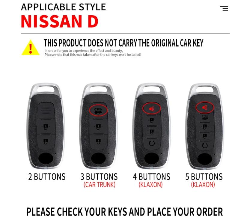 Auto Zinc Alloy Key Fob Cover Fit For Nissan Versa Maxima Rogue Armada Sentra Qashqai X-Trail 2/3/4/5Buttons Auto Accessories