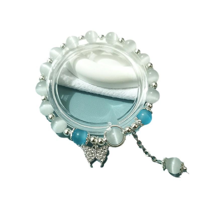 Cat's Eye Moonstone Butterfly Bracelet for Women – Trendy, Versatile Beaded Design, Perfect Student Gift