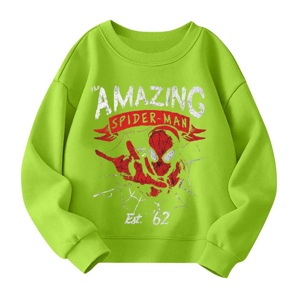 Boys and girls round neck plus velvet pullover printed top sweatshirt