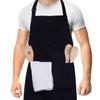 Polyester Cotton Waterproof Apron Black Anti Dirty Chef Work Apron with Large Pocket Adjustable Coffee House Uniform