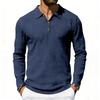 Spring Loose-Fit Solid-Colour Collared Casual Business Men's Long-Sleeved Linen Polo Shirt