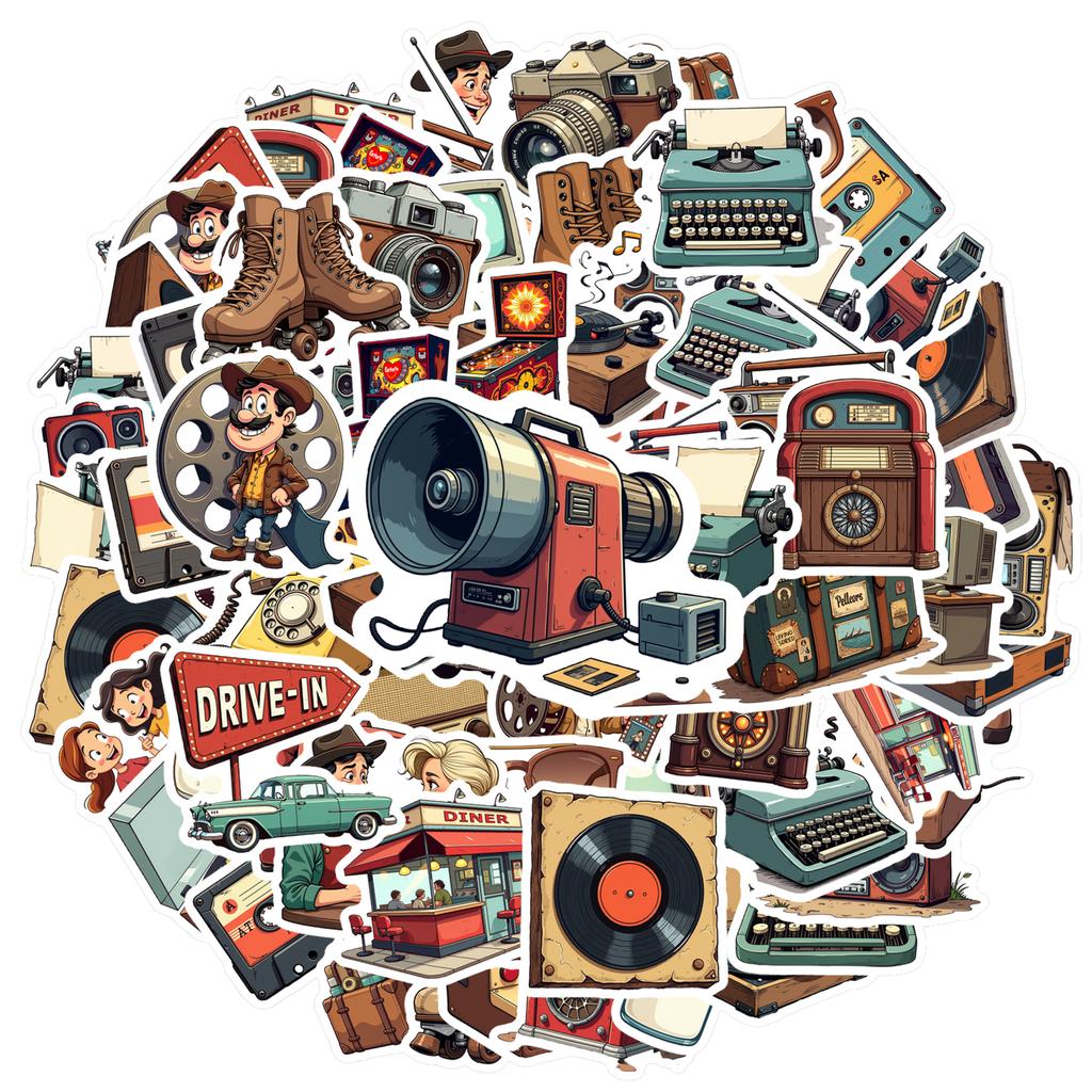 35pcs-70pcs Decals Nostalgic Stationery Stickers DIY Stickers Stickers for Phone Suitcase Fridge