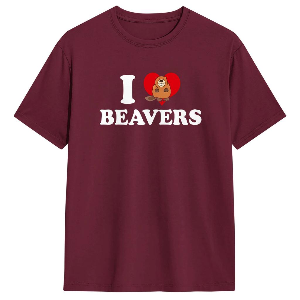 I Love Beavers TShirt Unisex  Vintage T Shirts Summer O Neck Fashion Tee Shirt Hot Sale Oversized Clothes