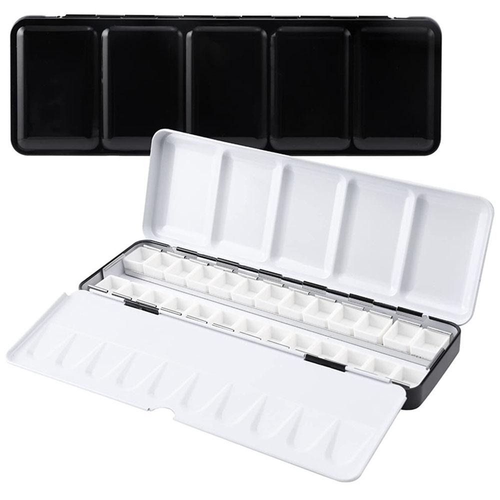 Empty Watercolor Palette, Metal Watercolor Tin with 26pcs Half Pans Paint Case with Lid Paint Box for Travel Gouache Oil Paintin