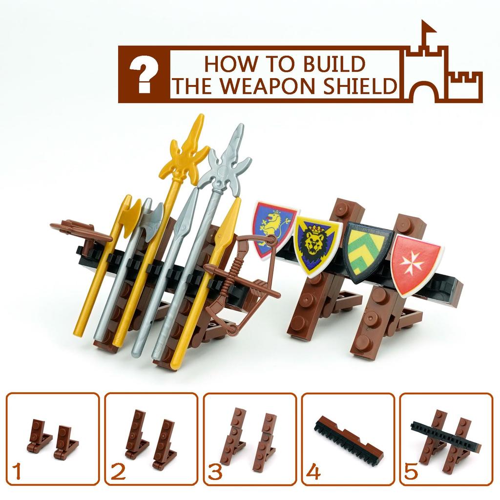 Medieval Knight Weapon Armor Parts Helmet Sword Shield Bow and Arrow Building Blocks Accessory Kit for Soldier Figures Castle Equipment Set