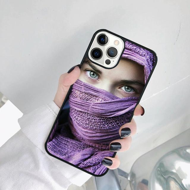 Muslim Islamic Arabic Hijab Face Gril Eyes Koran Phone Case For iPhone 17 Air 15 Pro MAX 16 Plus 14 12 11 13 coque