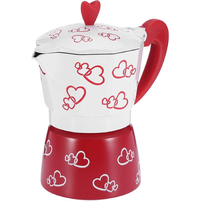 Stovetop Espresso Maker Moka Pot Classic Italian Style Coffee Maker Aluminum for Great Flavored Strong Espresso Delicious Coffee(Red Heart Large)